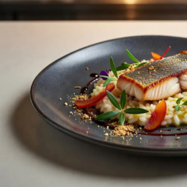 Chef's signature Australian dish in an editorial presentation