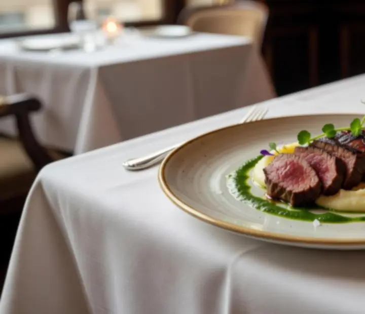 Signature gourmet dish presented on fine tableware at Raise And Dine